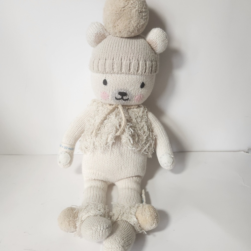 Stella Cuddle + Kind Polar Bear Knit Plush Doll Cream Handmade Peru 13 Inch